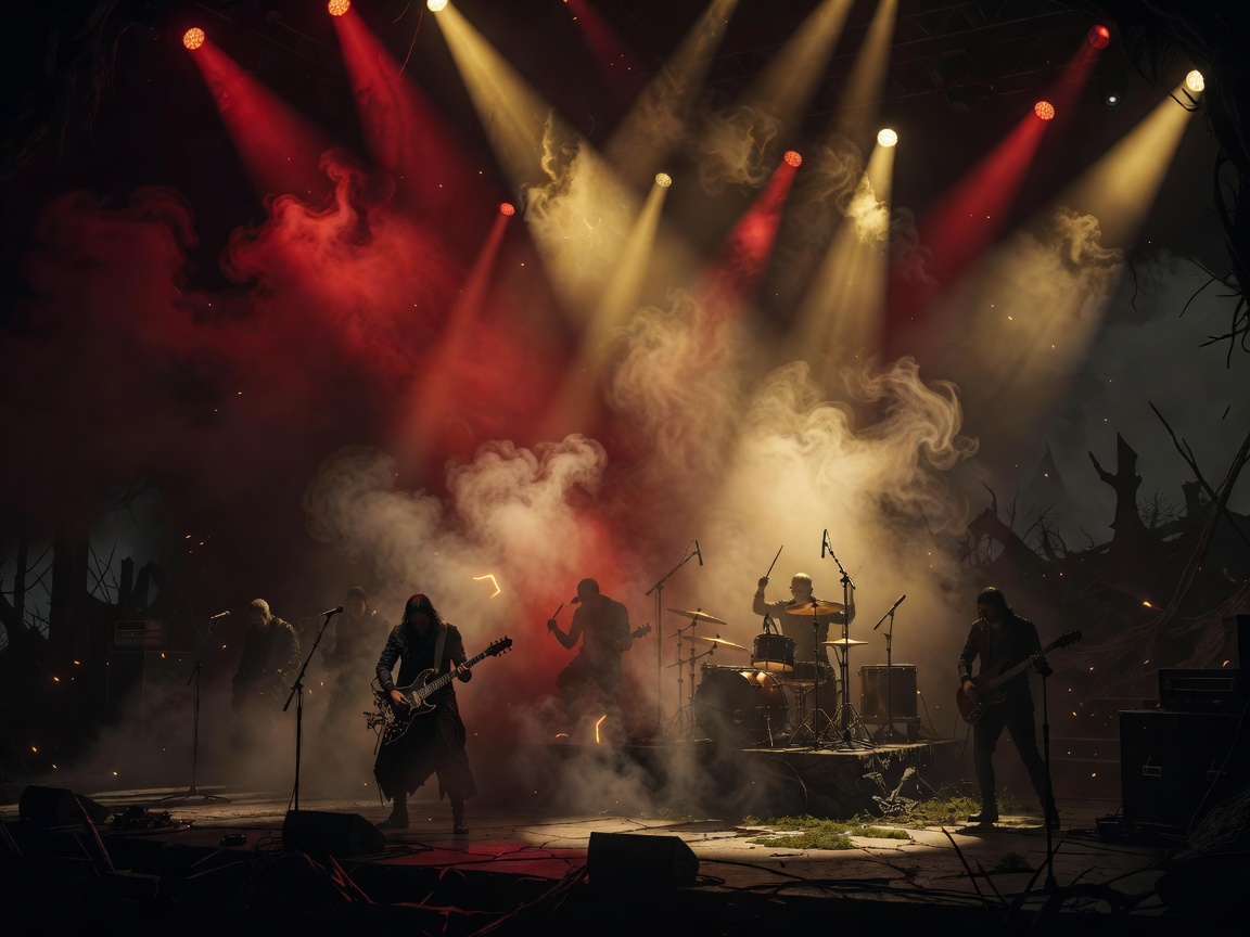 Konserttilavan dramaattiset valot ja savua, kuvituskuva Elden Ring Shadow of the Erdtree -DLC:n soundtrackille